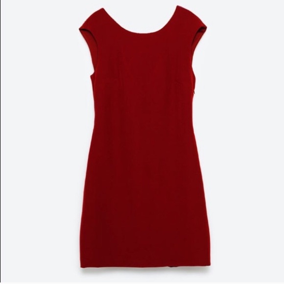 Zara Wine Color Back Cut Out Cocktail Dress - Picture 3 of 6